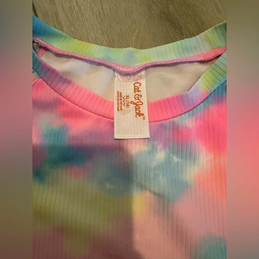 Cat & Jack Pastel Tie-Dye Ribbed Top
